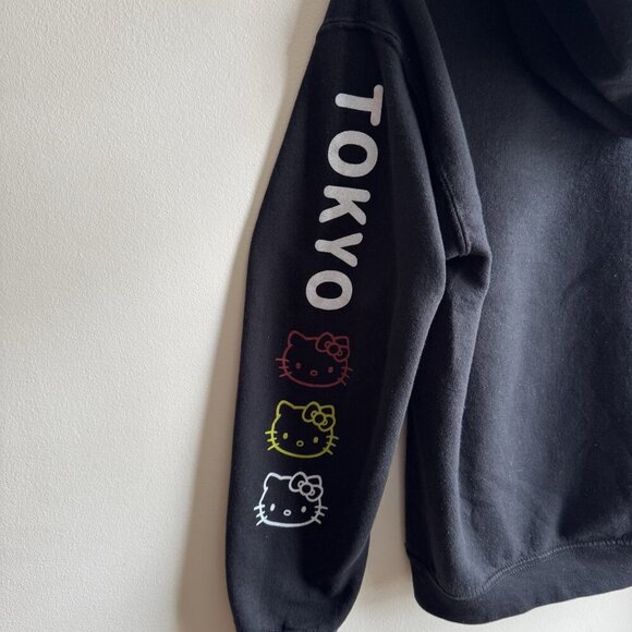 Hello Kitty Kanji Hoodie Sweatshirt Womens Small / Med Black Graphic Tokyo - Picture 2 of 6
